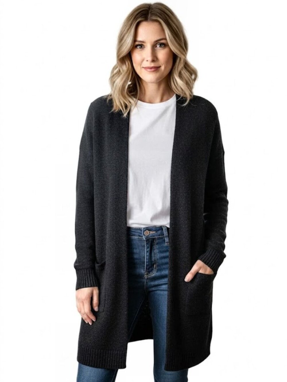 Helmut Lang Open Front Women's Long Gray Sweater, Size Small, NWOT